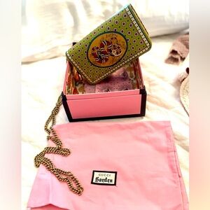 Gucci Garden Limited Edition Mini Crossbody Bag w/ Snake & Bat Emblem. Rare